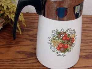 Complete Vintage Corning Ware 6 Cup Spice of Life P-146 Stove Top Coffee Pot Percolator