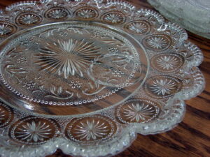 Set/4 Vintage MCM Brockway American Concord Oversized Sandwich Glass Snack Plates