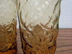 Set/4 Vintage Anchor Hocking Honey Gold Lido Milano Ice Tea Glasses 16 oz