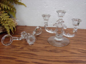 Crystal Cambridge Arm Glass Candelabra Candle Holder with Vases Holder no vases