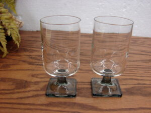 Set/2 Vintage Federal Glass Nordic Midnight Smoke Juice Glasses Square Footed