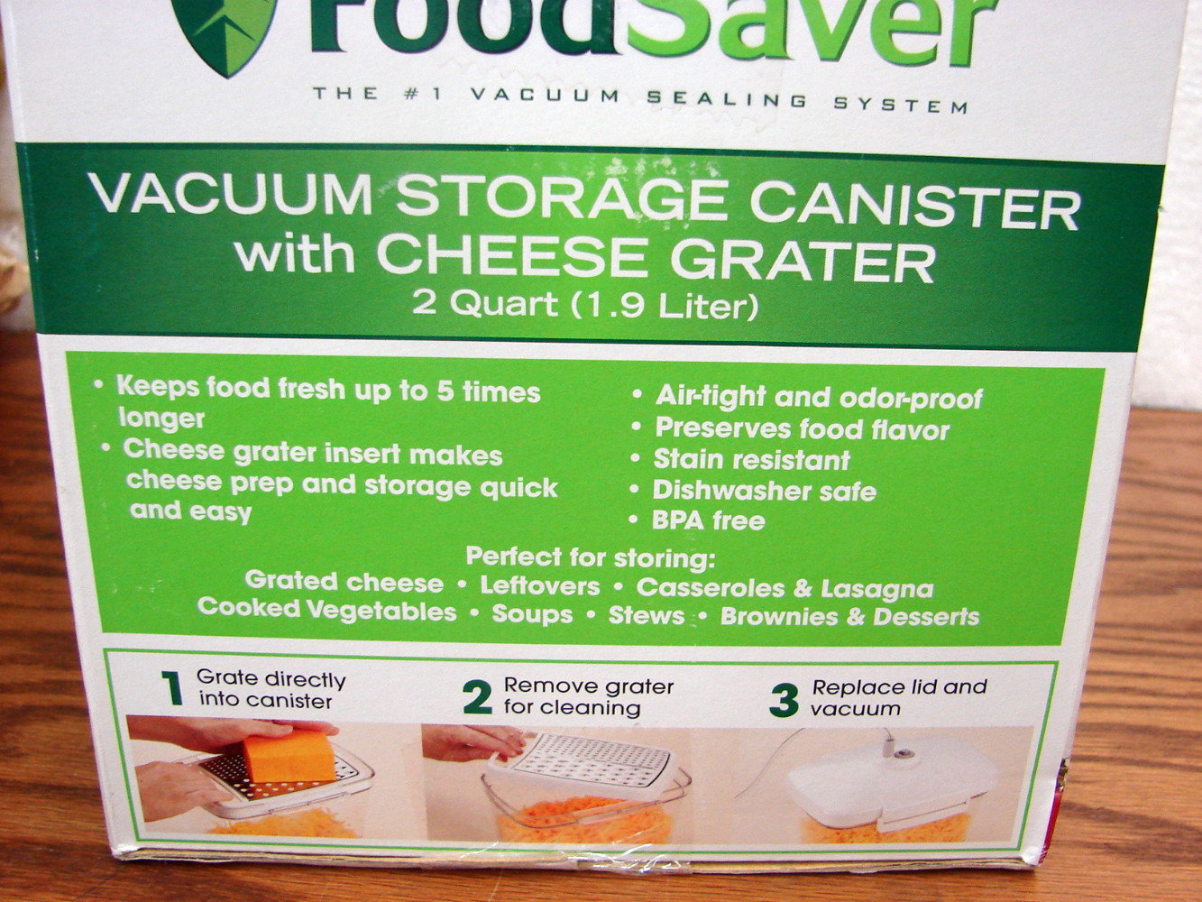 Brand New FoodSaver Vacuum Seal Canister Container 2 Quart w/ Cheese Grater - Image 2
