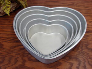Set/5 Commercial Aluminum Heart Shaped Cookie Cake Pans Bakery Craft 6-14"