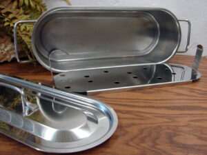 Vintage Heavy Duty Stainless Steel Fish Poacher Cooker Veggie Steamer Complete 18x6