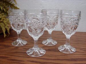 Set/4 Lead Crystal Water Goblet Glass Luna by Crystal D' Adriana Yugoslavia Glassware
