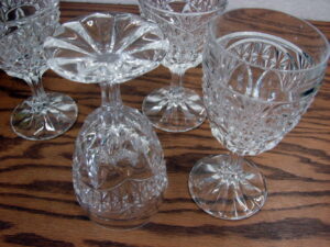 Set/4 Lead Crystal Wine Glass Luna by Crystal D' Adriana Yugoslavia Glassware