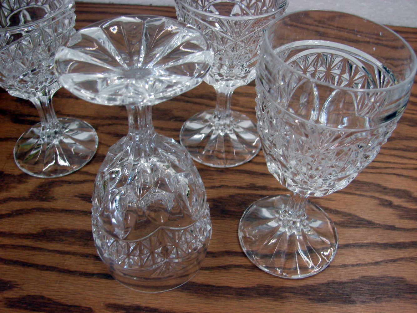 Set/4 Lead Crystal Wine Glass Luna by Crystal D' Adriana Yugoslavia Glassware