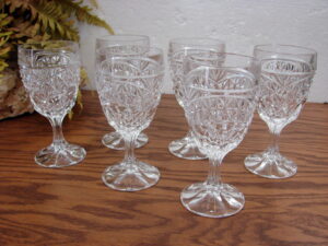 Set/6 Lead Crystal Water Goblet Glass Luna by Crystal D' Adriana Yugoslavia Glassware
