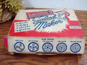 Vintage Mouli Julienne Salad Maker Box 5 Disc Set Red Handle Box