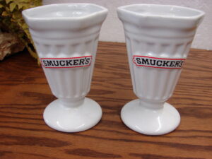 Set/2 Vintage Ceramic Smuckers Ice Cream Sundae Parfait Dishes #31496