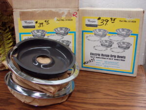 NOS Whirlpool Electric Range Stove Parts 6 & 8" Drip Pan Bowls and Rings #814029