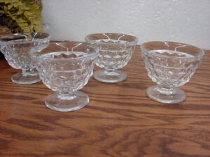 Set/4 Vintage Crystal Fostoria American Cubist Sherbet 3 1/4" Tall