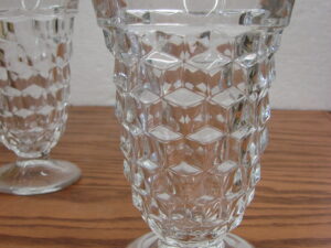 Set/6 Vintage Crystal Fostoria American Cubist Sherbet 5 7/8" Tall Flared
