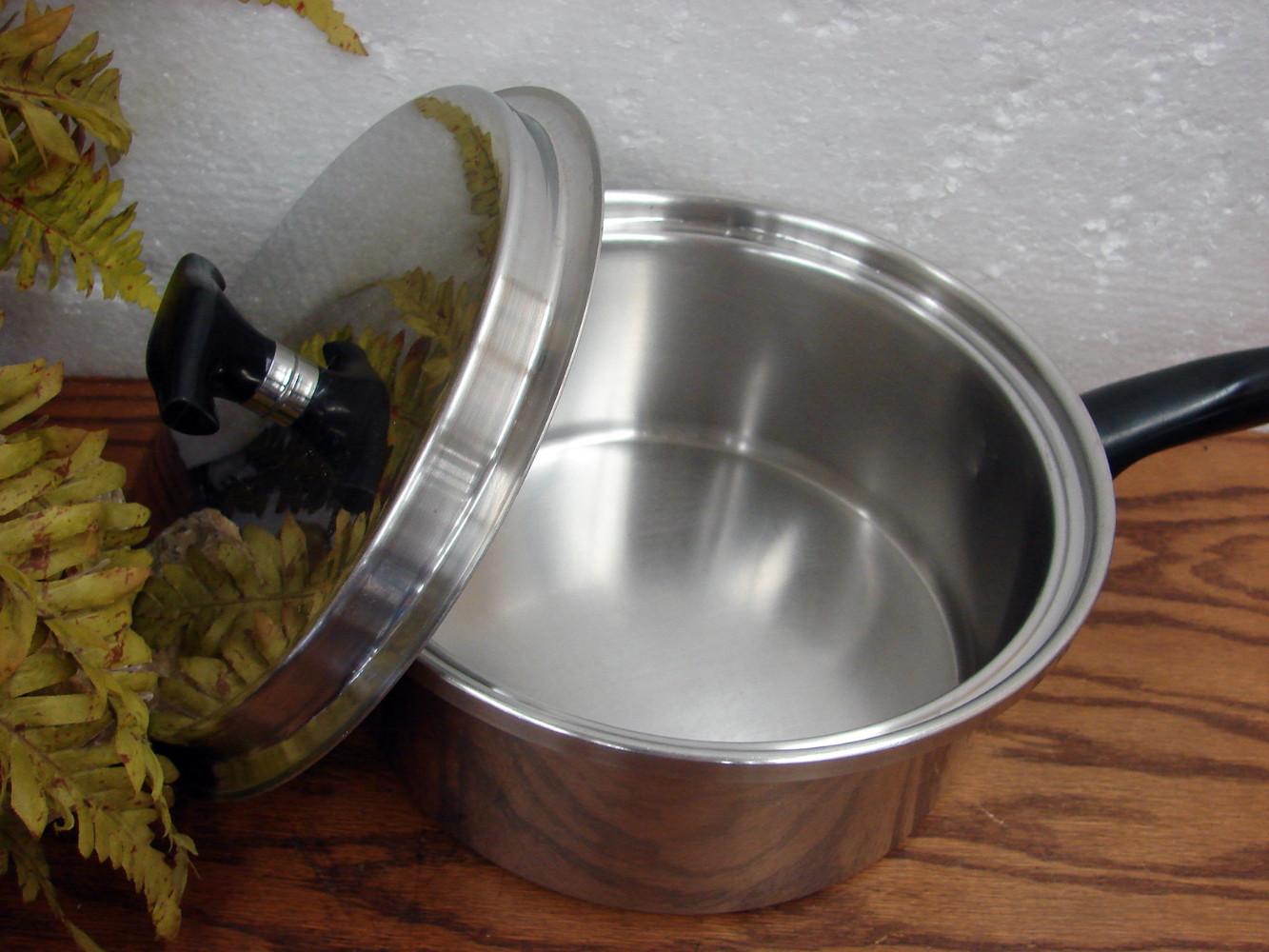 6 pc Vintage Kitchen Craft 3 Ply Stainless Steel Sauce Pan Melting Pot Skillet w/ T Handle Lids - Image 4