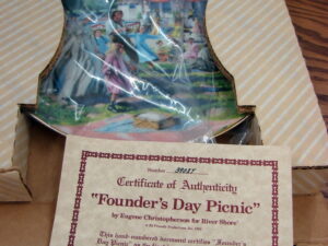 Founders Day Picnic Little House On The Prairie Collectors Plate #3902T w/ Certificate Box