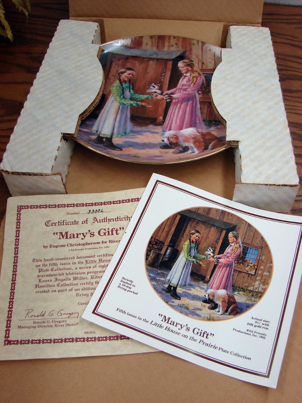 Mary's Gift Little House On The Prairie Collectors Plate #3300L w/ Certificate Box