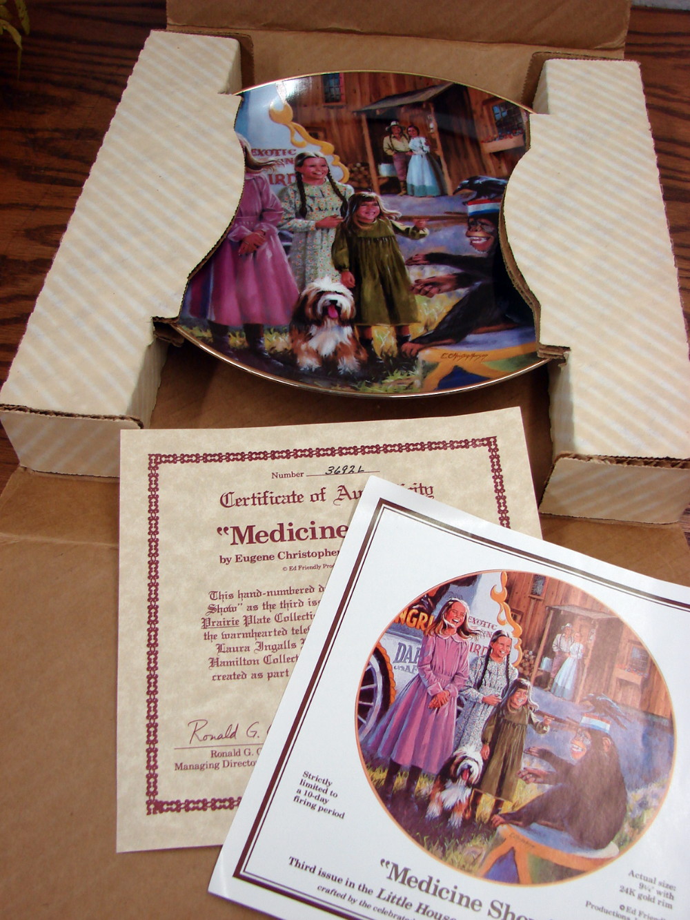 Medicine Show Little House On The Prairie Collectors Plate #3692L w/ Certificate Box