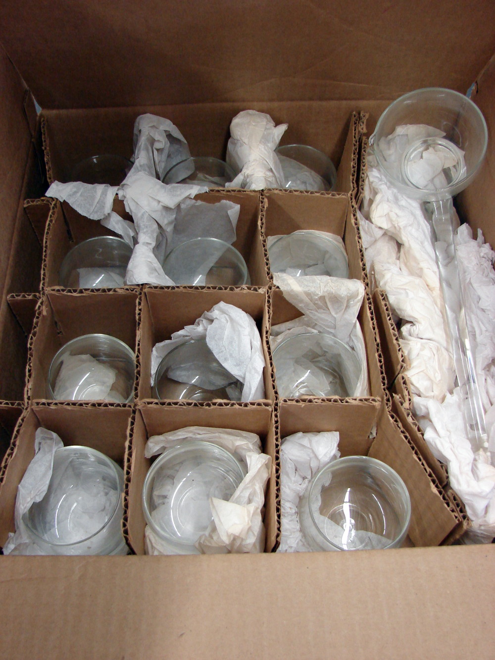 West Virginia Glass Punch Bowl Set in Original Box Bowl Cups Glass Ladle - Image 3