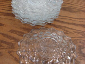 Set/7 Vintage Cubist Fostoria American Clear Cube 6" Plate