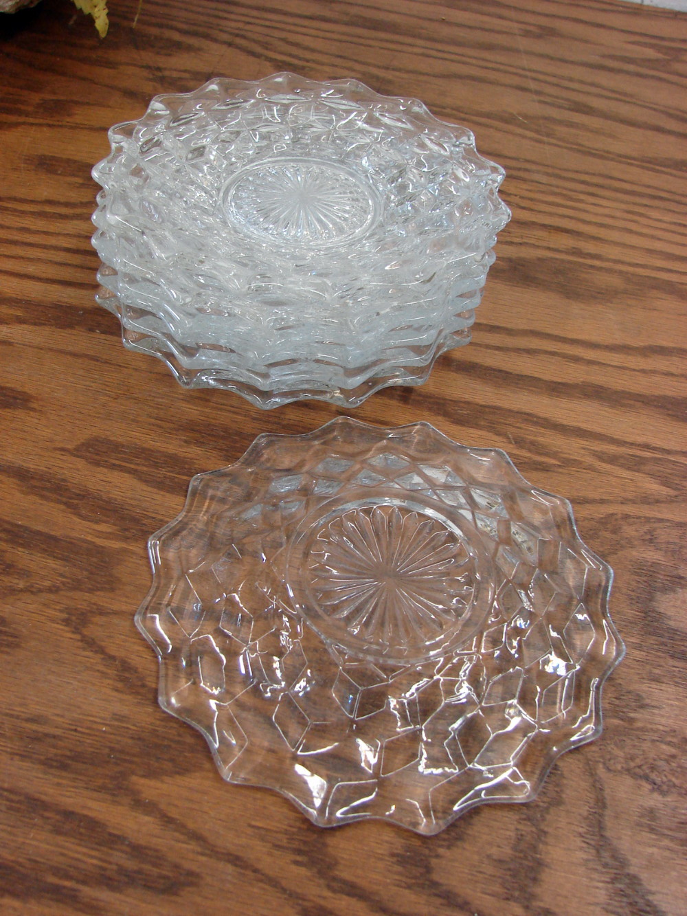 Set/7 Vintage Cubist Fostoria American Clear Cube 6" Plate