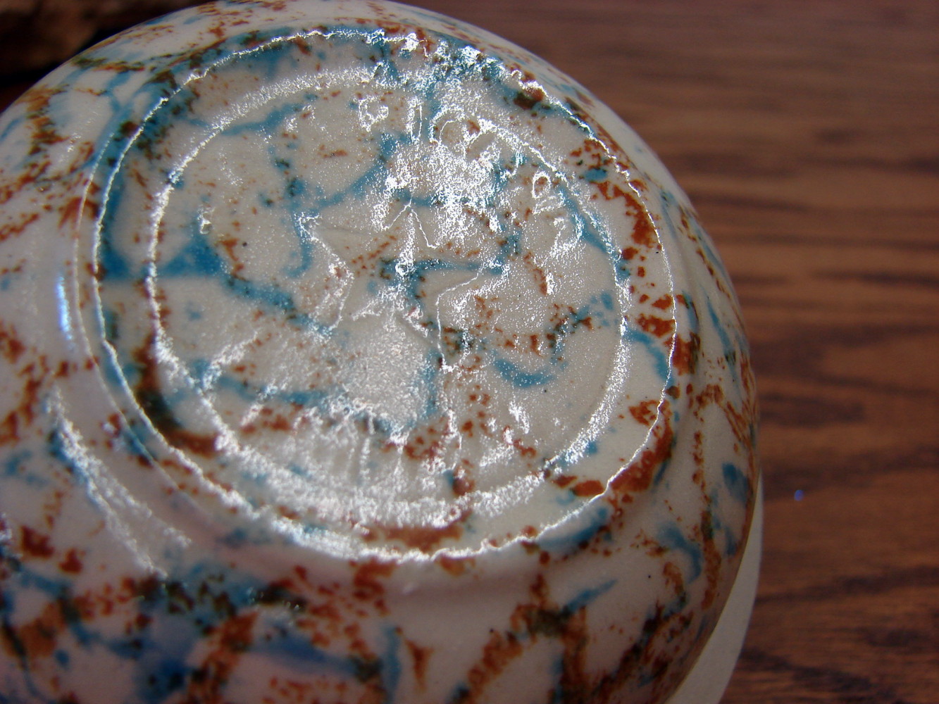 Americana General Stoneware Spongeware Shoulder Bowl 4 1/2" Like New - Image 2