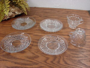 Set/8 Miscellaneous Vintage Cubist Fostoria American Saucer Bread Butter Salad Plates Cup