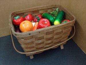 Vintage Split Reed Basketville Putney Vermont Harvest Basket w/ Feet Handle
