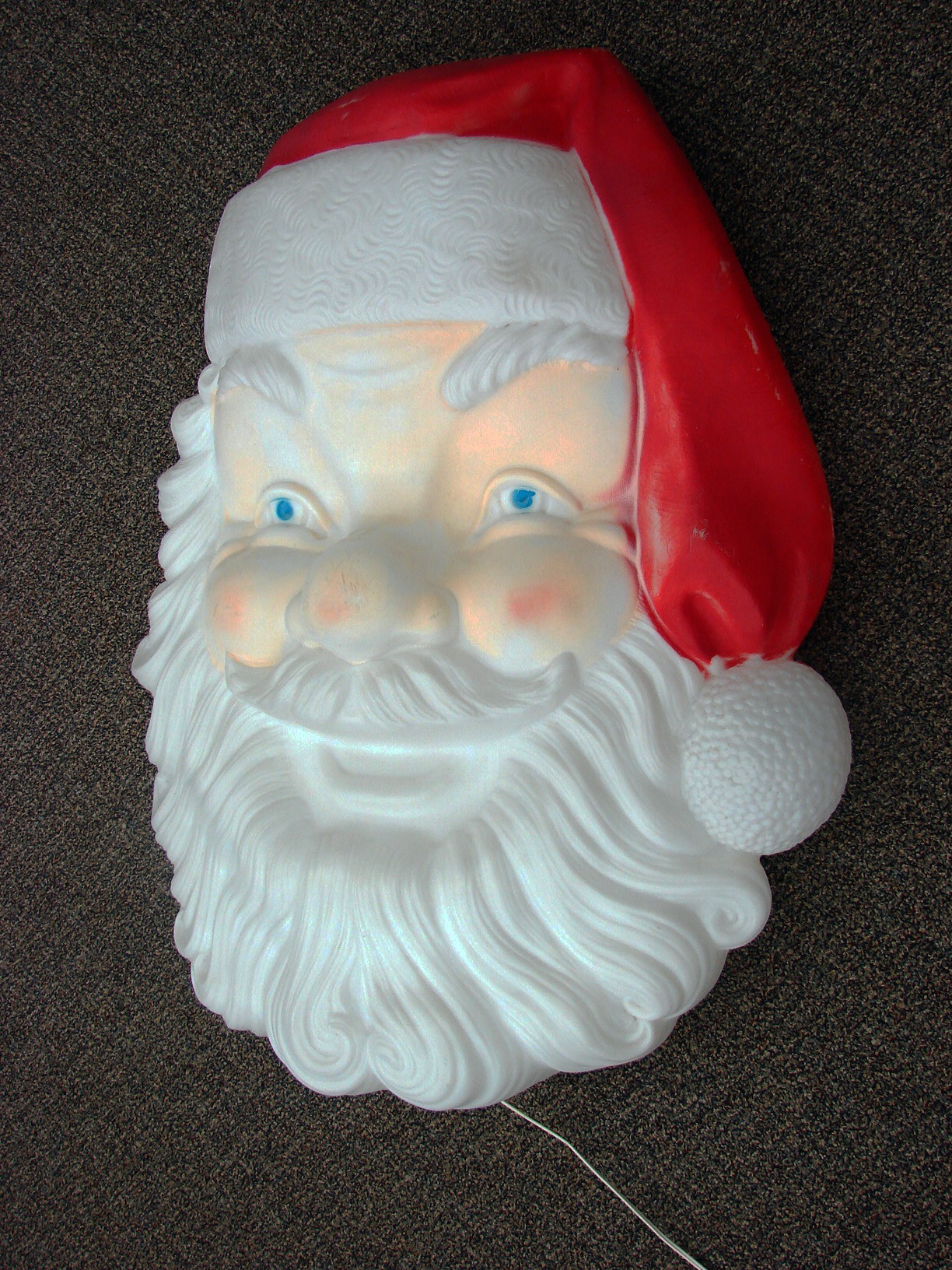 Vintage Empire Blow Mold Santa Face Outdoor Wall Door Hanger 34 x 26" w/ Light