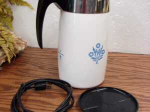 Vintage Complete 10 Cup Corning Ware Blue Cornflower Electric Percolator Coffee Maker Tested Trivet