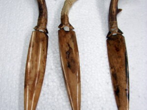 Authentic Native American Indian Ojibwe Hand Carved Bone Knife with Deer Antler Handle