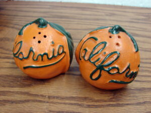 Vintage California Oranges Figural Salt Pepper Shakers Victoria Ceramics