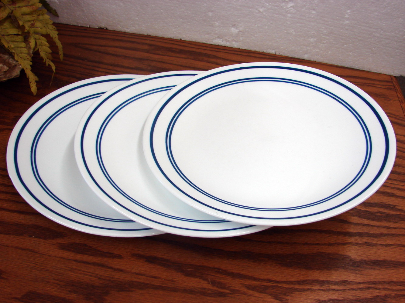 Set of 3 Vintage Corning Ware Corelle Classic Cafe Blue Stripe Dinner Plate