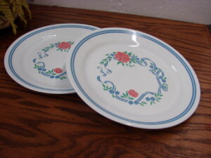 Set of 2 Vintage Corning Ware Corelle Summer Fair Flower Garland Dinner Plate