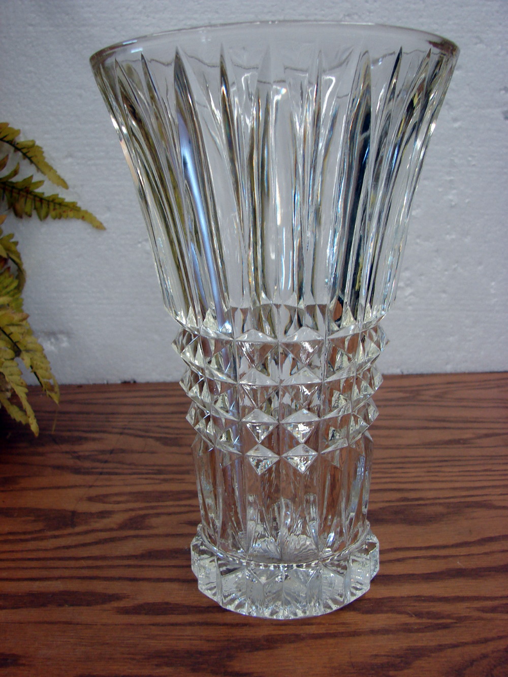 Vintage Heavy Art Glass Crystal Clear Vase Vetreria di Borgonovo Italian