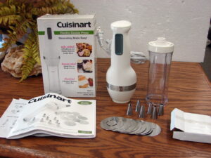 Cuisinart Electric Spritz Cookie Press 12 Discs Cones Tested Working CCP-10 Missing 2 Tips