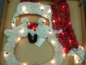 Vintage Holiday "De-lites" Santa Face Light Up Tinsel Outline #3805 w/ Original Box