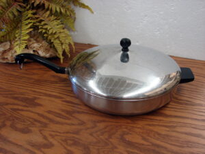 Vintage Farberware MS Aluminum Clad Kidde Stainless Steel Skillet w/ Lid 12"