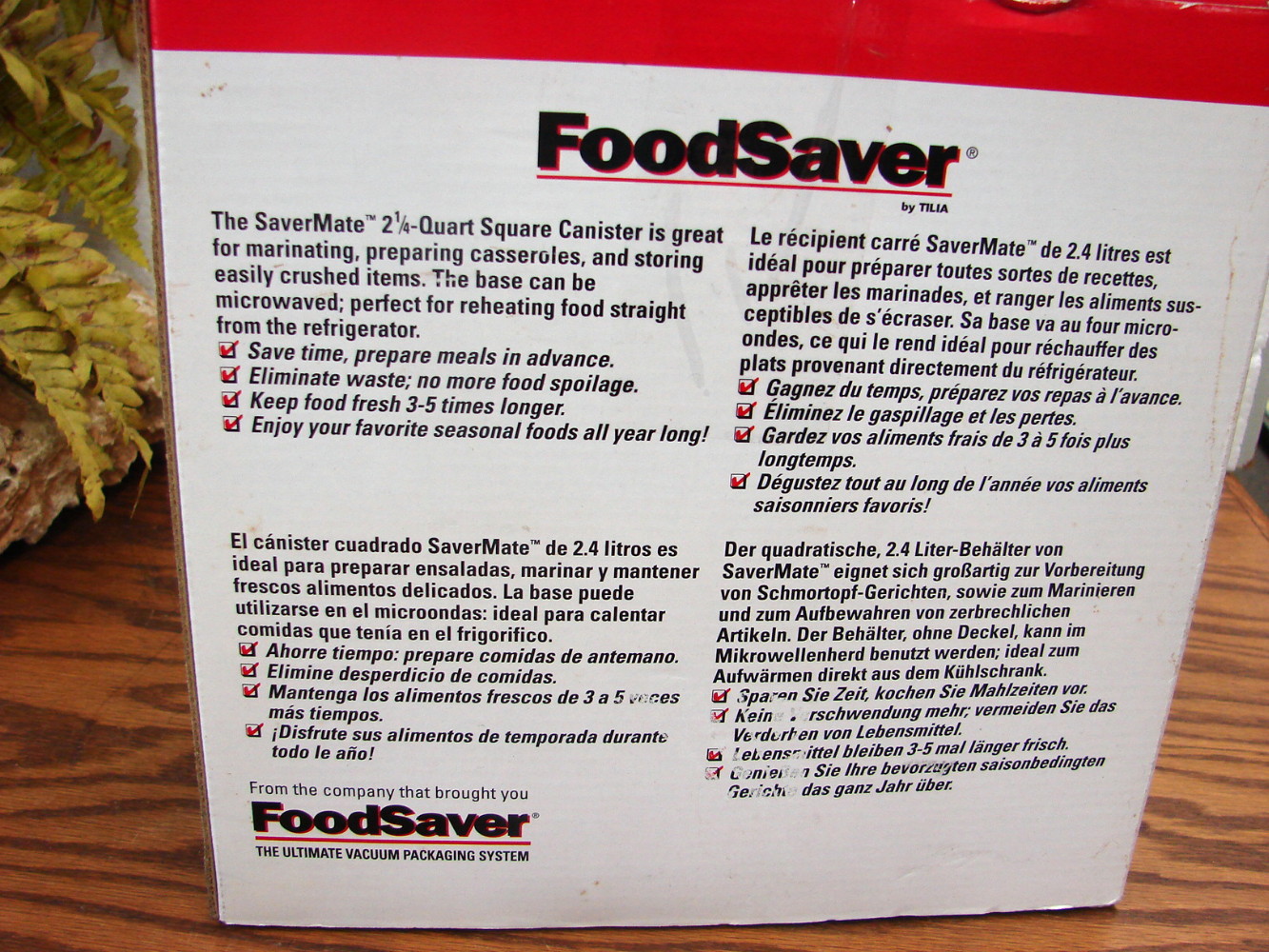 Brand New Tilia FoodSaver Vacuum Seal Container 2 1/4 Quart Square - Image 2
