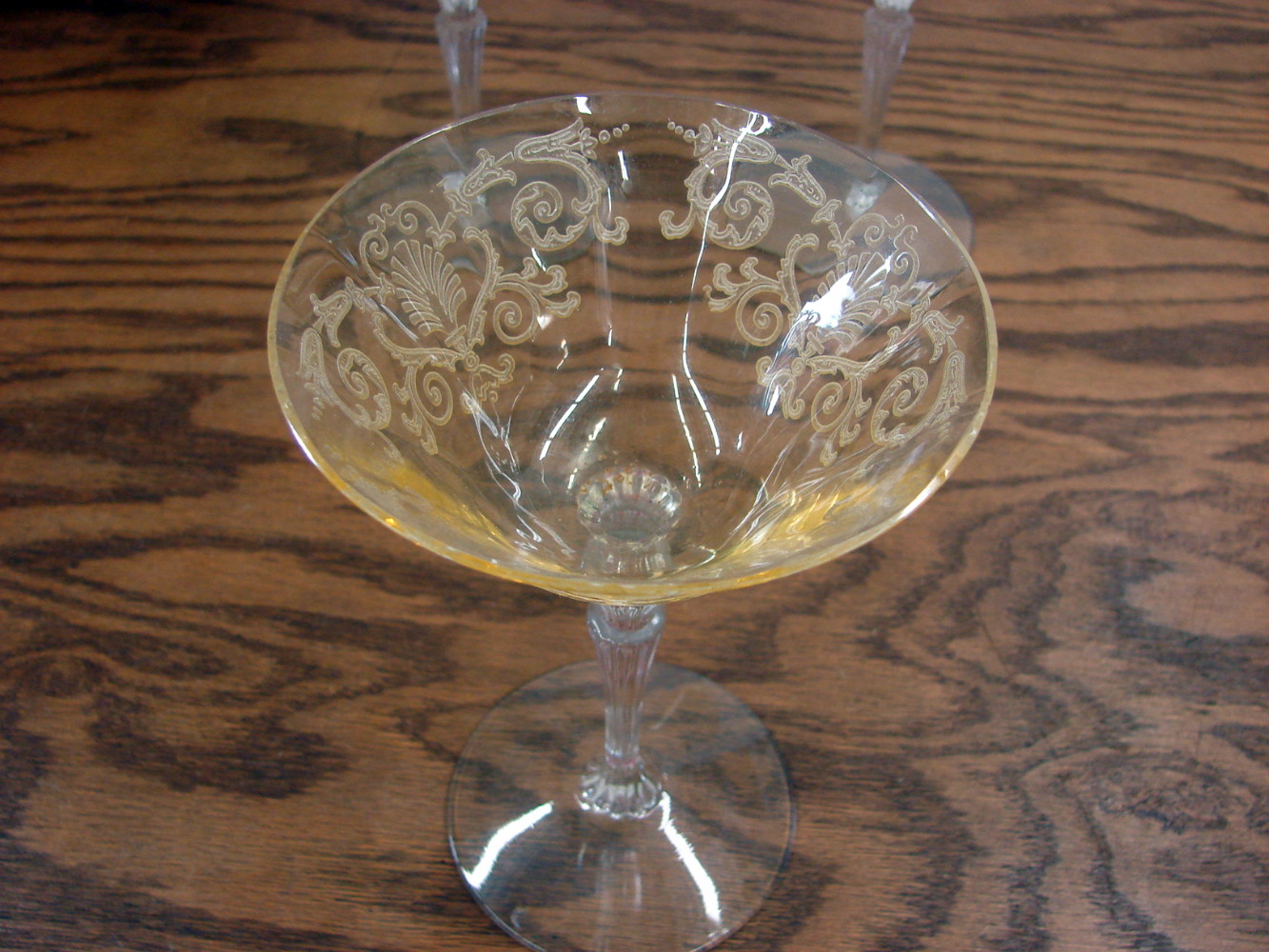 Set/3 Fostoria Versailles Topaz Depression Glass Champagne Glasses 6 1/16"
