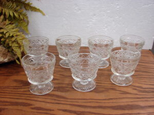 Set/7 Vintage Hazel Atlas Big Top Peanut Butter Footed Sherbet Champagne Glasses