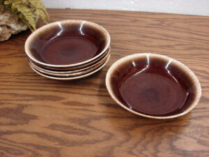 Set/4 Vintage Nelson McCoy Pottery Brown Drip Salad Plate 7 1/4" Dinnerware