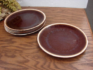 Set/5 Vintage Nelson McCoy Pottery Brown Drip Dinner Plate 10 1/4" Dinnerware