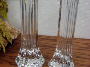 Mikasa Lead Crystal Germany Metropolitan Pillar Candlesticks Pair Candle Holders