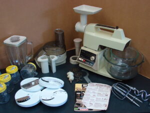 36 pc Complete Vintage Oster Kitchen Center Blender Stand Mixer Food Processor Grinder