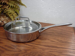 Pampered Chef Stainless Steel 2 Qt 10" Skillet Deep Dish Pan w/ Lid