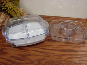 5 pc 9" Pampered Chef Cool and Serve Square Tray Picnic Lunch Extra Divided Tray #2613