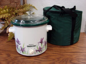 Rival 3.5 Quart 3150 Crock Pot Slow Cooker Iris Flowers 3 Part Tested w/ Insulated Travel Bag