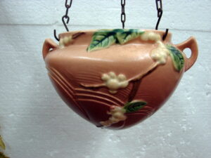 Vintage Roseville Art Pottery Snowberry Hanging Planter Original Chains