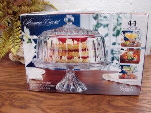 Brand New Godinger Shannon Four In One Crystal Pedestal Cake Stand Punch Bowl Vegetable Tray