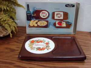Vintage in Box Corning Ware Spice of Life Wood Charcuterie Board Tile Cheese Insert